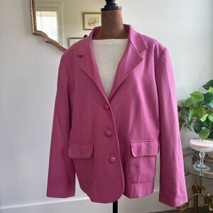 Anthropology Sag‎ Harbor Women's Pink Blazer Jacket M Notched Lapel Button Front